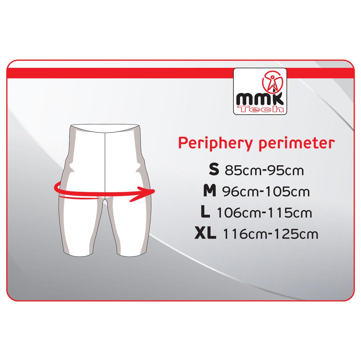 MMK Tech Leggings 3/4 – Größentabelle Hüft-/Taillenumfang